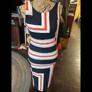 H&M. Hennes. Ladies.‎ Mutli Colored. Bodycon. Fitted. Midi Dress. Gorgeous! NWT